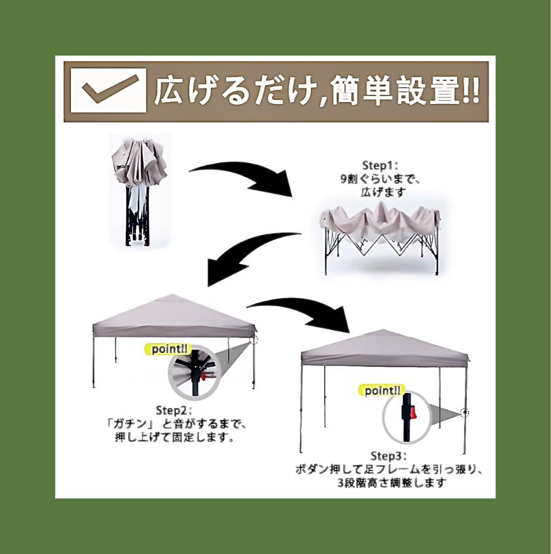 ApeexCanopy タープテント 2.5m×2.5m サイドシート3枚付属