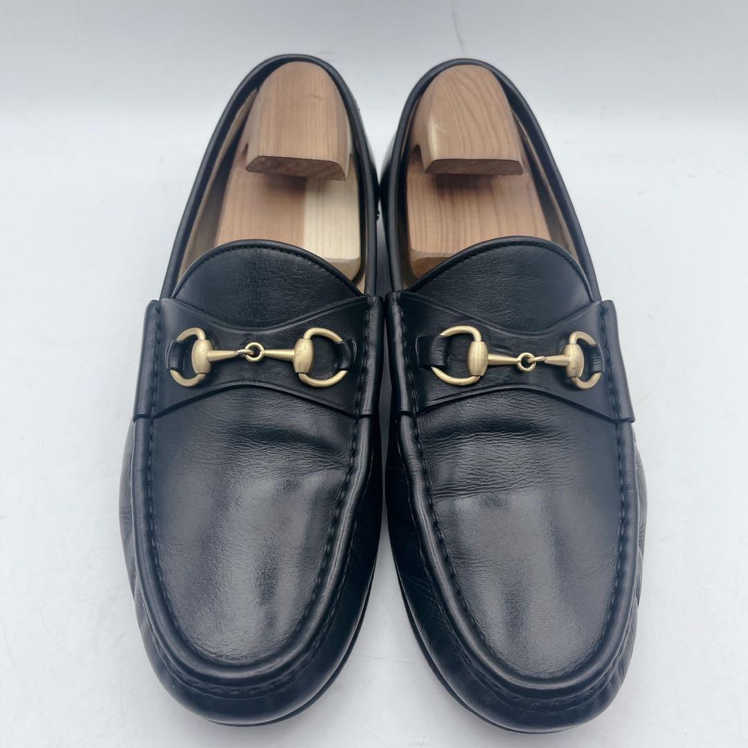 アッパー美品✨GUCCI グッチ ホースビットローファー 黒 38.5C
