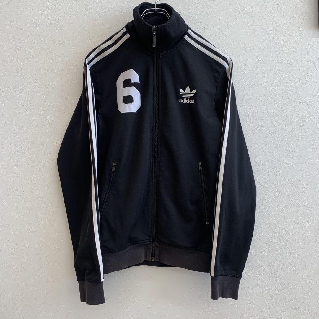 adida☆アディダス ブラック 黒 トラックジャケット ジャージ カイザー