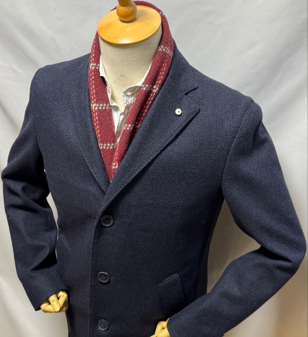 ◆イタリア製【46】L.B.M.1911◆美品！秋冬物『ウール・コート』紺◆