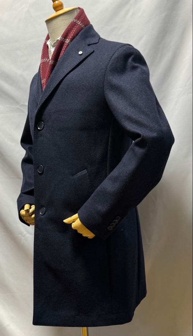 ◆イタリア製【46】L.B.M.1911◆美品！秋冬物『ウール・コート』紺◆