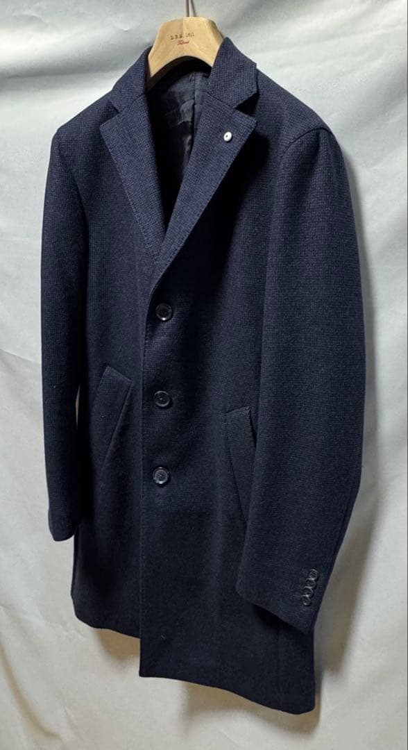 ◆イタリア製【46】L.B.M.1911◆美品！秋冬物『ウール・コート』紺◆