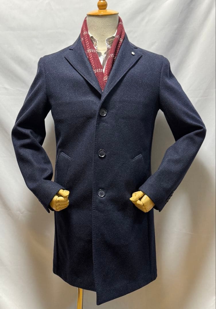 ◆イタリア製【46】L.B.M.1911◆美品！秋冬物『ウール・コート』紺◆