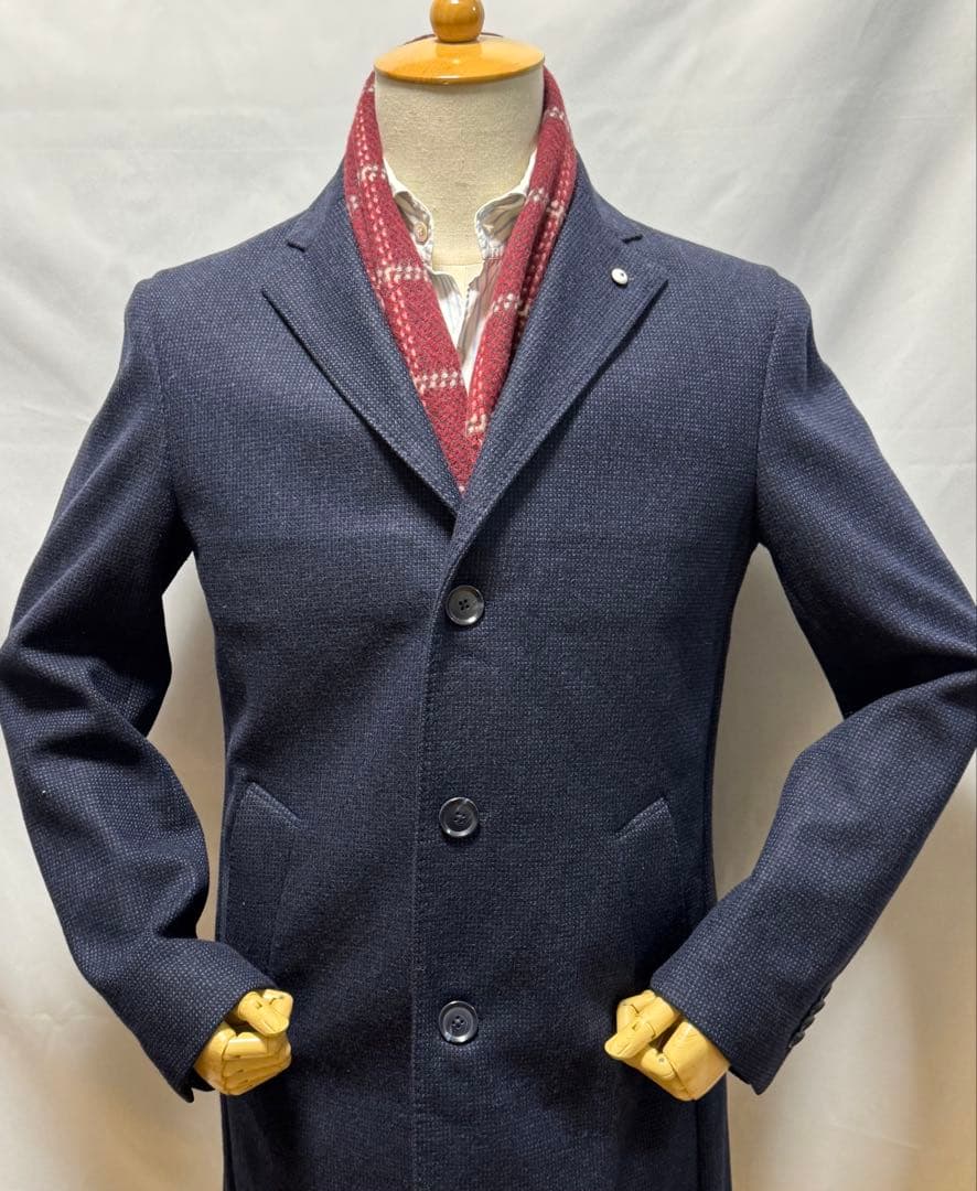 ◆イタリア製【46】L.B.M.1911◆美品！秋冬物『ウール・コート』紺◆