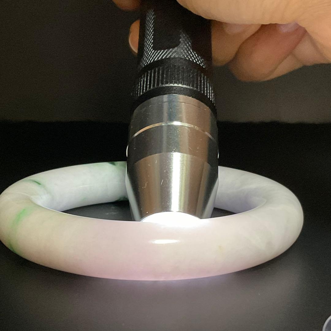 ミャンマー産 天然翡翠バングル 57.2mm 幅13.3mm 紫×緑 ピンクぽい