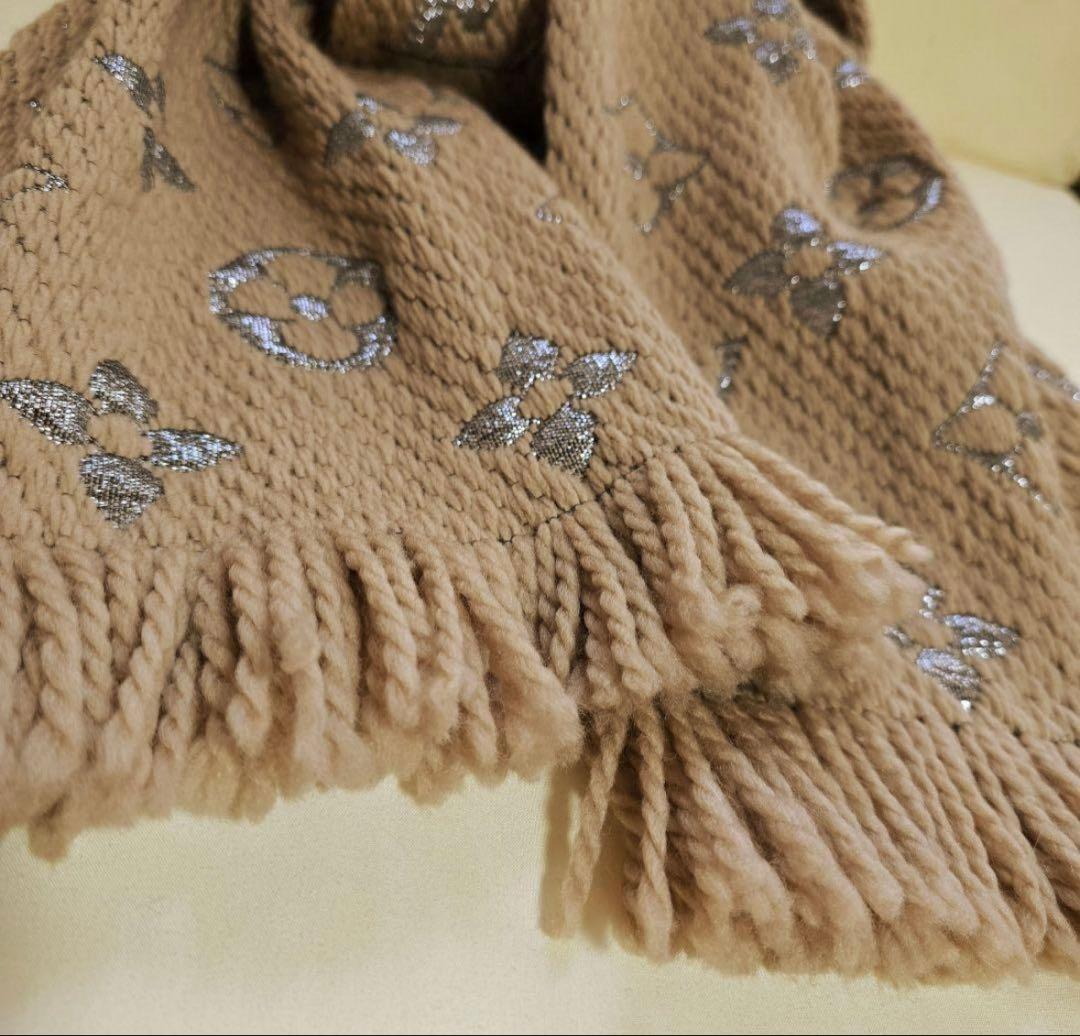 ルイヴィトン エシャルプ シャイン ロゴマニア モノグラム ベージュ