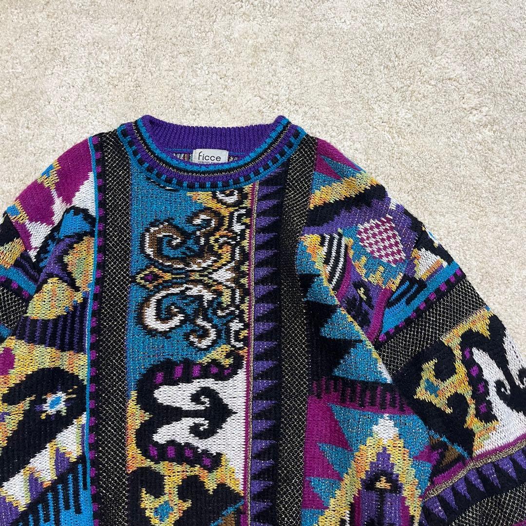 希少 フィッチェ 90s ドン小西 ロゴ マルチカラー ニット 菅田将暉 総