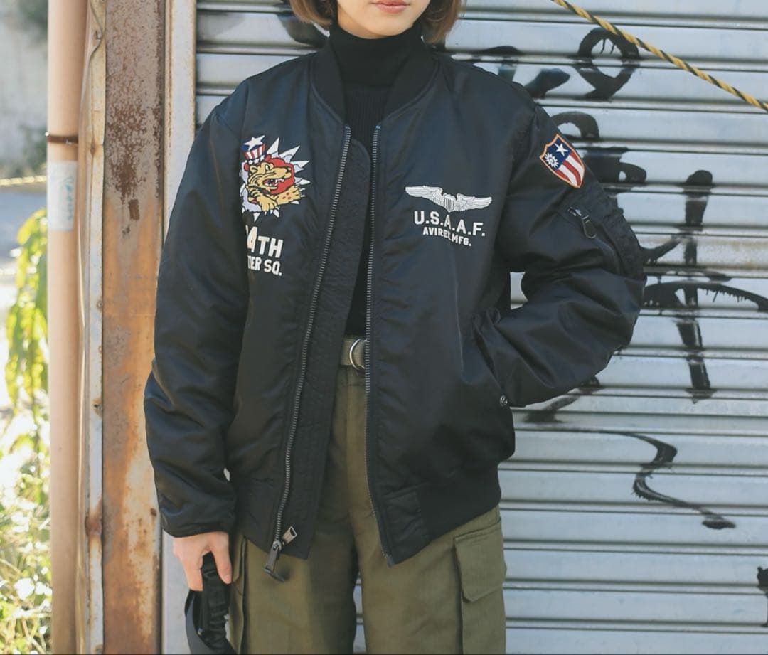 AVIREX MA-1 フライングタイガー リバーシブル ブラック M