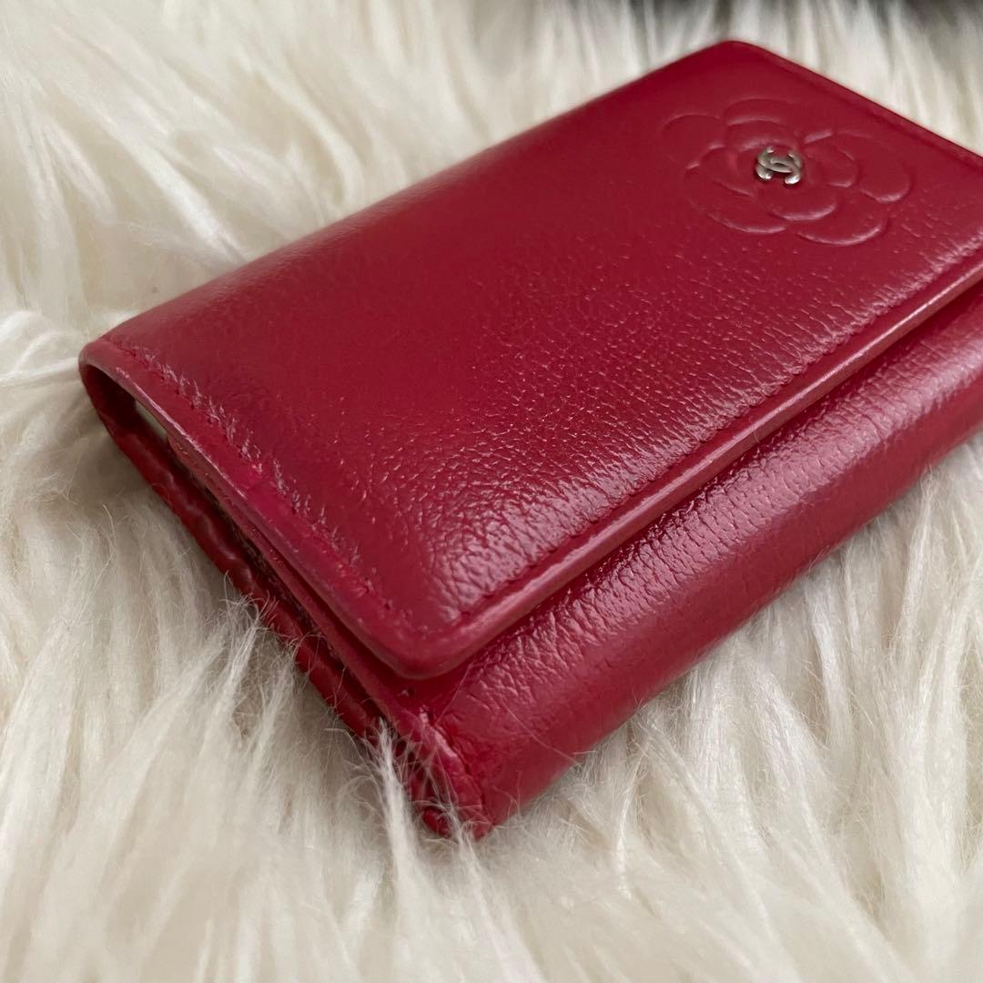 シャネル CHANEL キーケース カードケース 赤 ココマーク カメリア