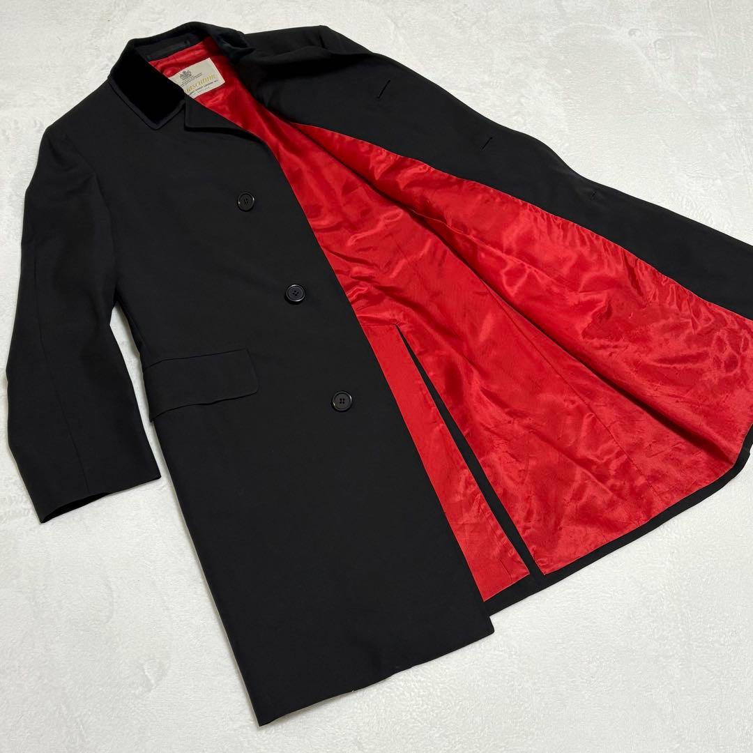 アクアスキュータム 英国製 ウールモヘア チェスターコート ブラック 裏地赤 UK 1960's-70's Vintage Aquascutum Chesterfield Coat アクアスキュー