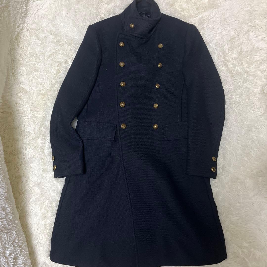 【極美品】ZARA ナポレオンコート Pコート 金ボタン ネイビー Lサイズ相当 ZARA - 【極美品】ZARA マンテコ ナポレオンコート Pコートの通販 by