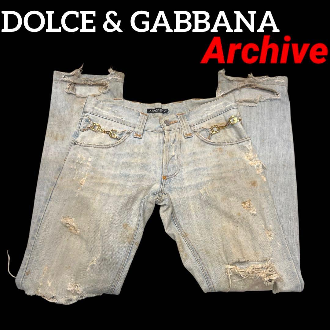 Archive\"DOLCE&GABBANA ドルガバ\"DAMAGE デニム 44 DOLCE&GABBANA(ドルチェ&ガッバーナドルガバ) 00's Archive back plate