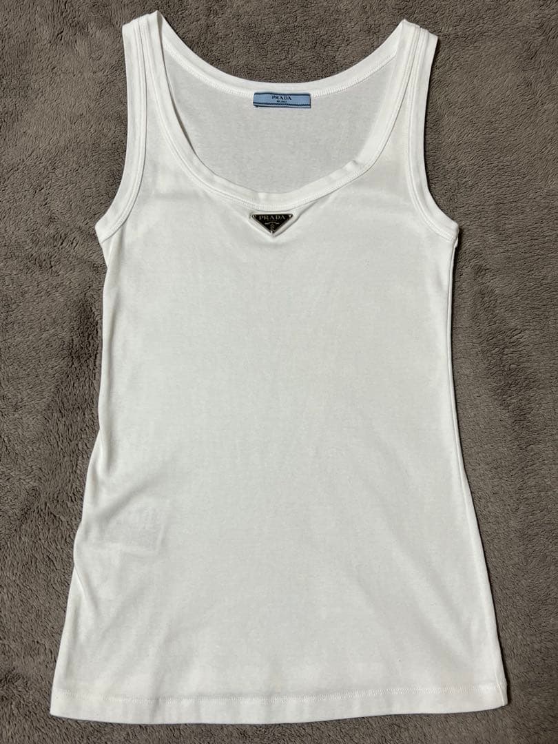 美品✨ PRADA リブニット タンクトップ ロゴ ジャージ PRADA＊Jersey top ロゴジャージトップ＊送料込 (PRADA/タンクトップ