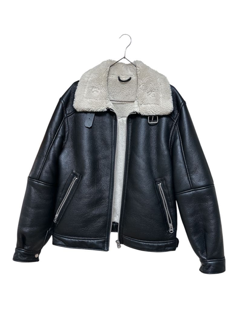 ZARA MENS ボア襟付き黒レザージャケット - メルカリ