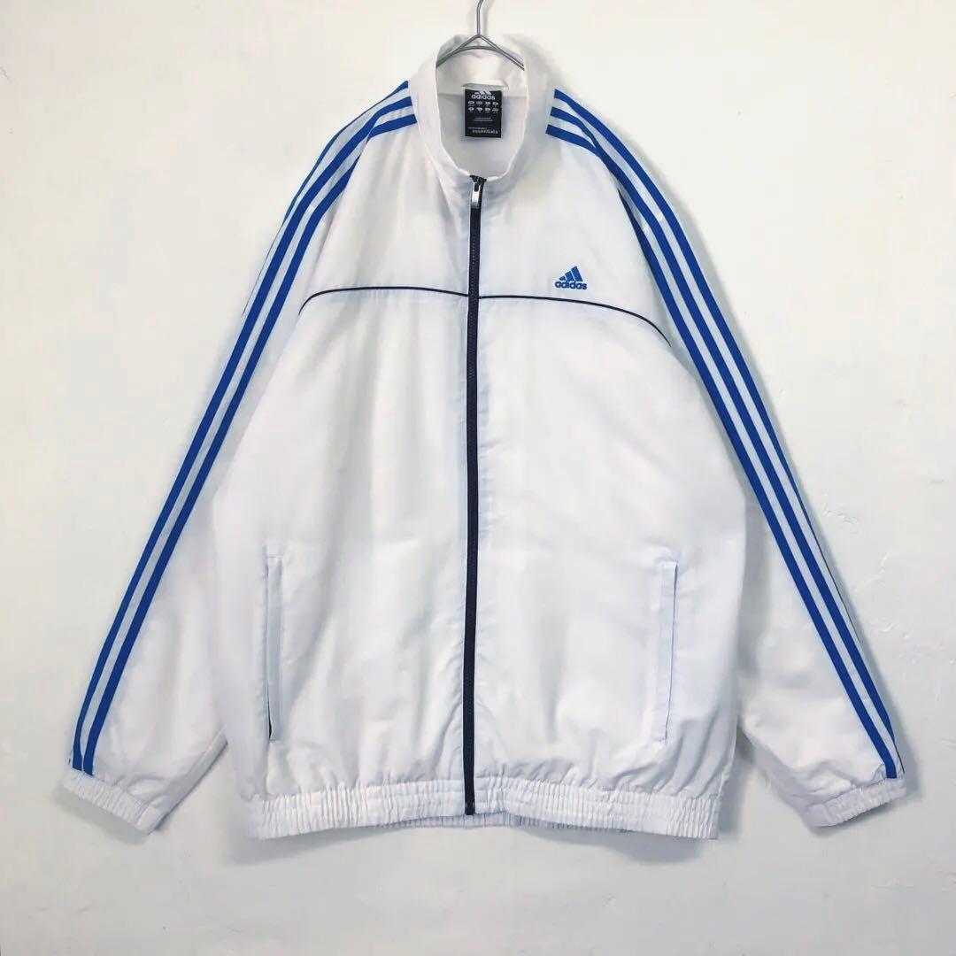 2070 アディダス ジャージ トラックジャケット 刺繍 ロゴ 袖ライン 白