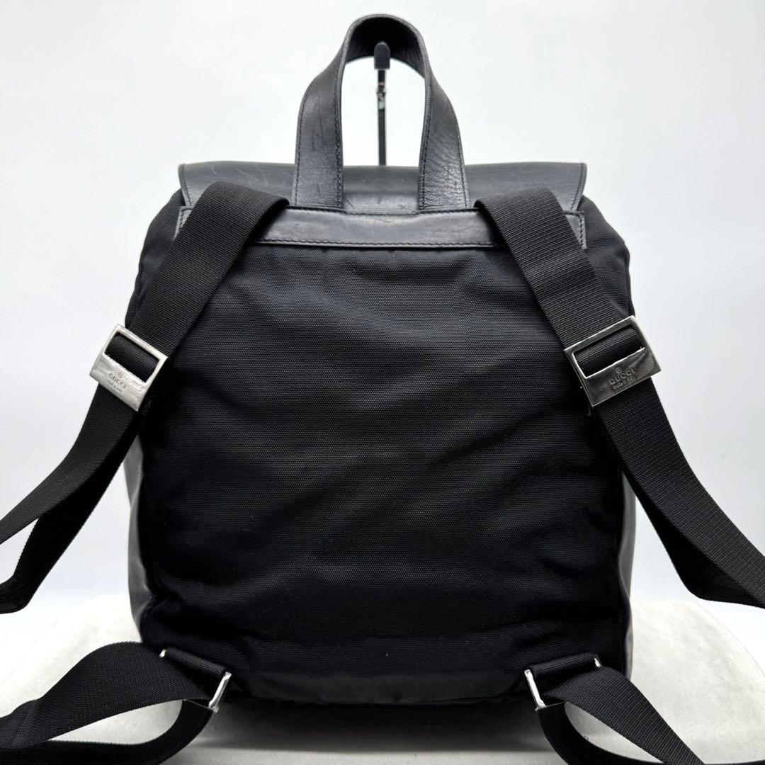 ✨美品✨グッチ リュック バックパック ロゴ型押し ナイロン レザー