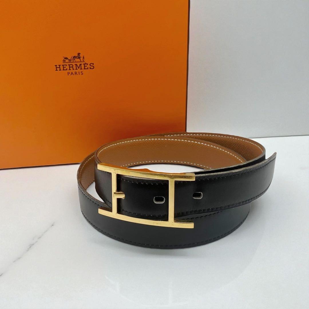 ⭐️美品⭐️ エルメス アピ ベルト 85 ブラック ブラウン ゴールド HERMES（エルメス） ベルト レディース ブランド ホースビット