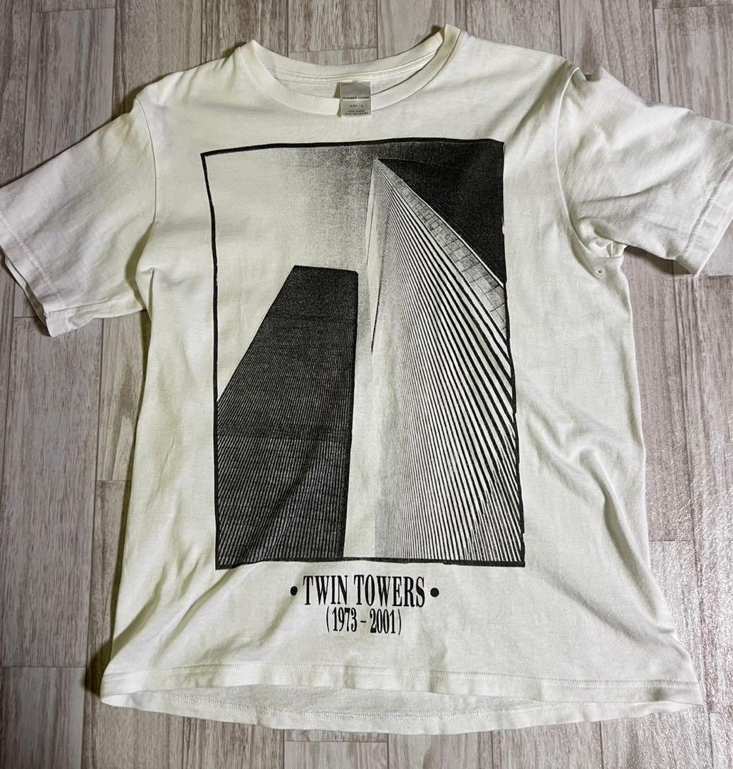 即完売NUMBER(N)INE2002SS激レアツインタワー Tシャツ Lサイズ ナイキ ブラック 26 ボタニカル MIYAZAKI Swoosh 背番号Tシャツ