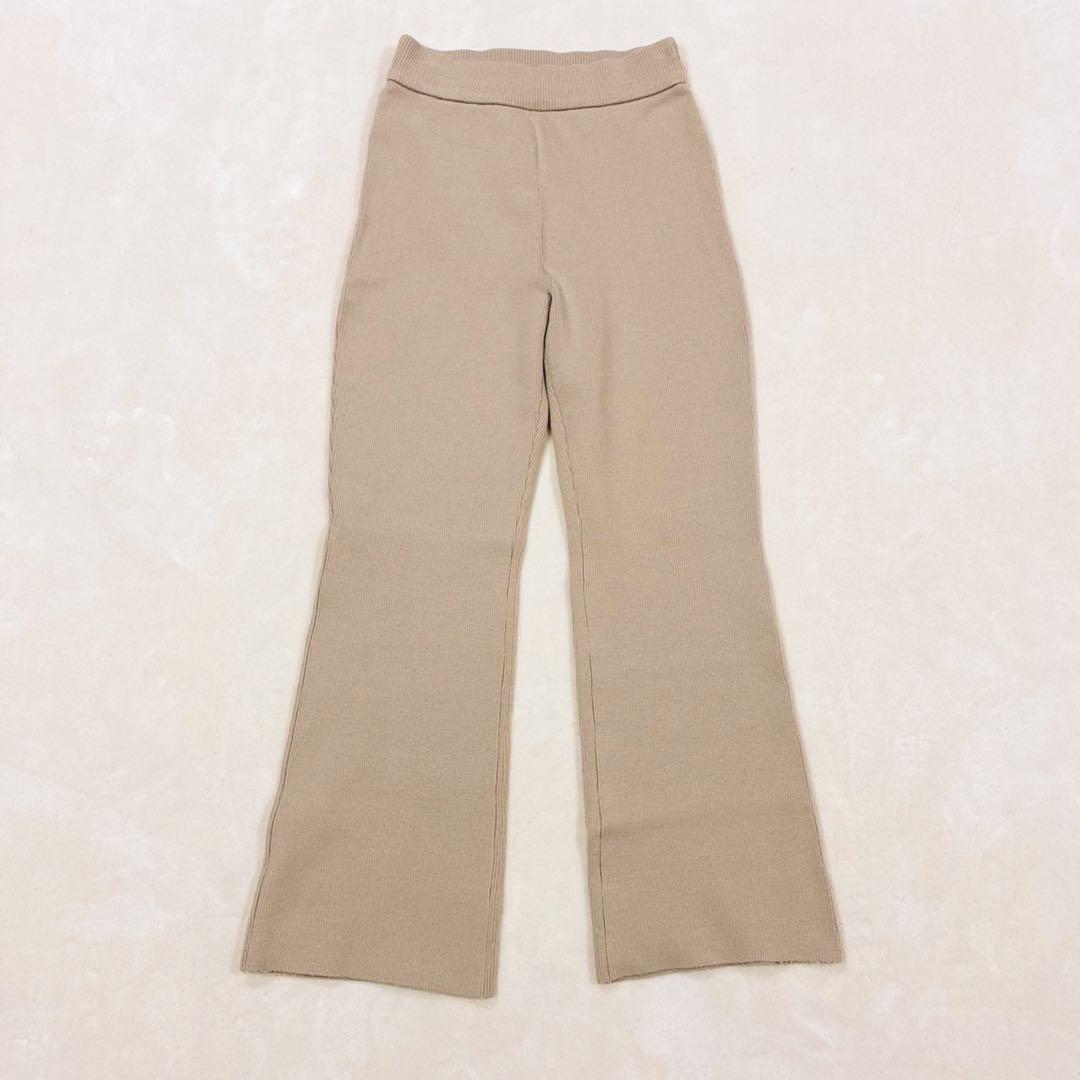 美品】MUSE de Deuxieme Classeリブ編み パンツ ベージュ