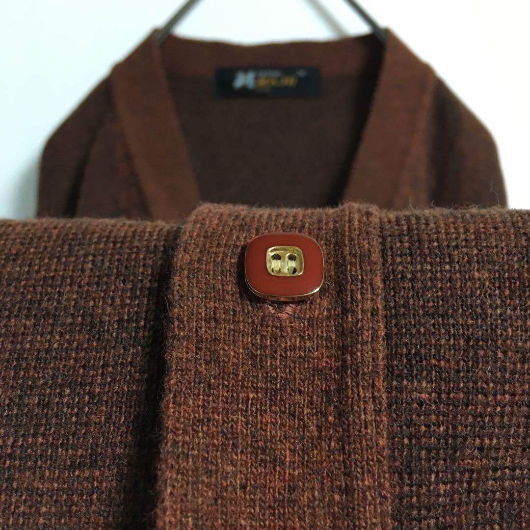 デッドストック 日本製 ニットカーディガン メンズ レトロボタン 深み
