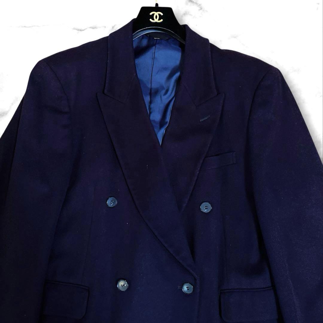 DASSAULT HOMME カシミヤ混ダブルチェスターコート ロング丈XL相当