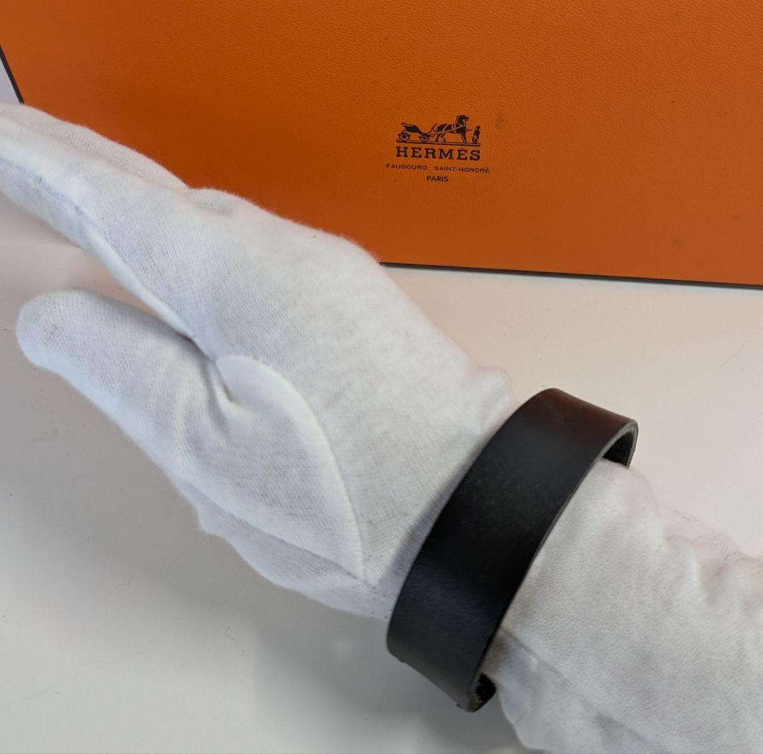 HERMES エルメス プールトゥール レザー バングル ブレスレット M刻印