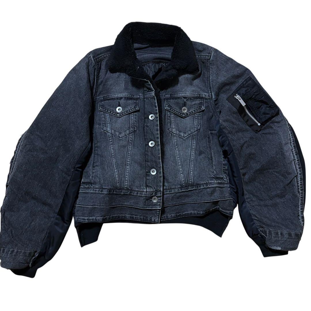 sacai サカイ デニム ボアドッキング MA-1 ジャケット Mサイズ - メルカリ