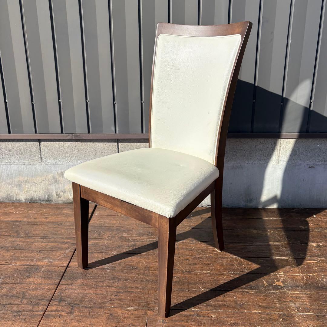 ③ニトリ ダイニングチェア DC LAGOON 合皮ホワイト×ブラウン 食卓椅子