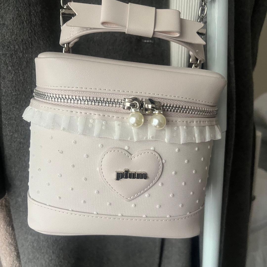 pium ハートドットチュールバニティバッグ ピンク - メルカリ