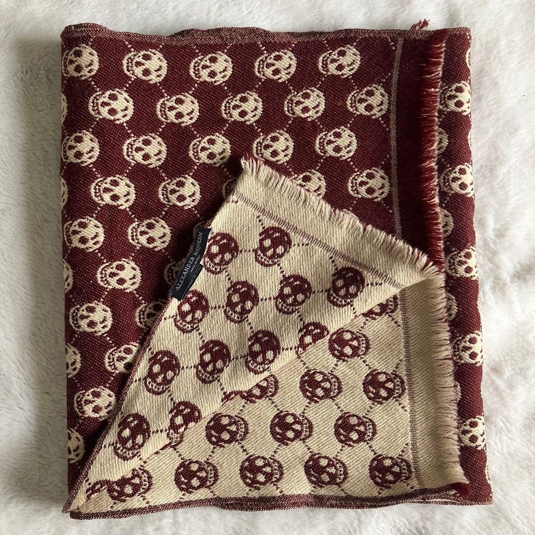 アレキサンダーマックイーン ウール スカルジャガード フリンジ