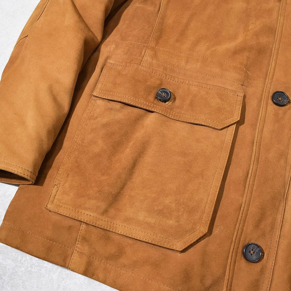 最高級 ブルックスブラザーズ 山羊革 スエード レザーダウンジャケット XL