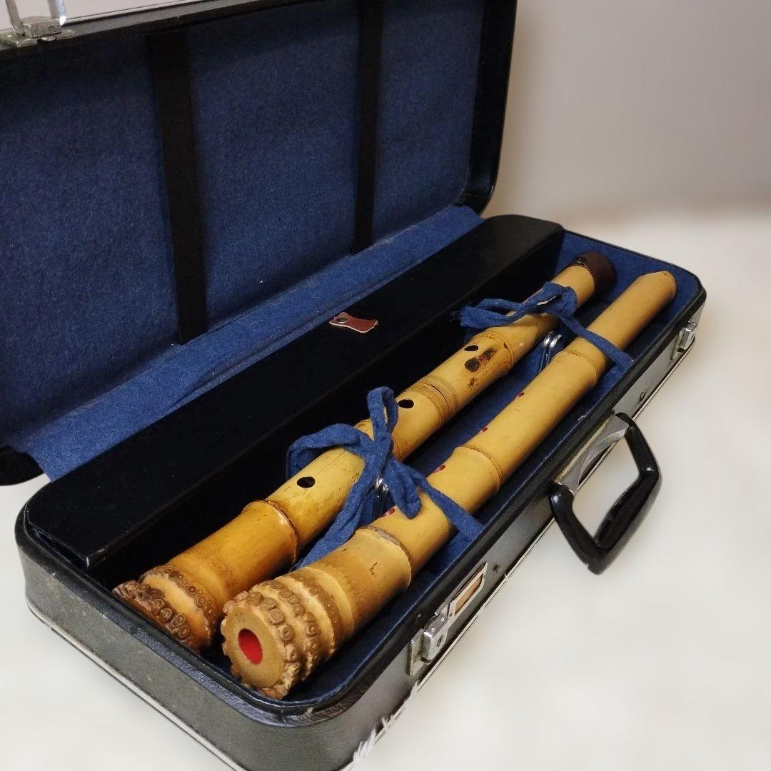 尺八 2本セット 竹製 ハードケース付き 尺八 竹製 2本 ケース付き 尺八 竹製 2本 ケース付き