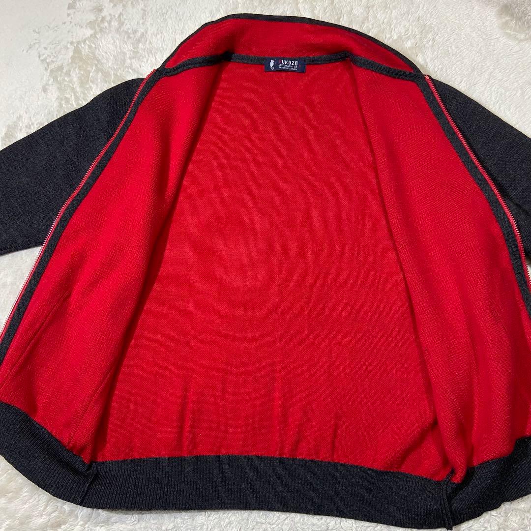 FUKUZO 横浜元町 ダブルフェイスジップアップニットジャケット