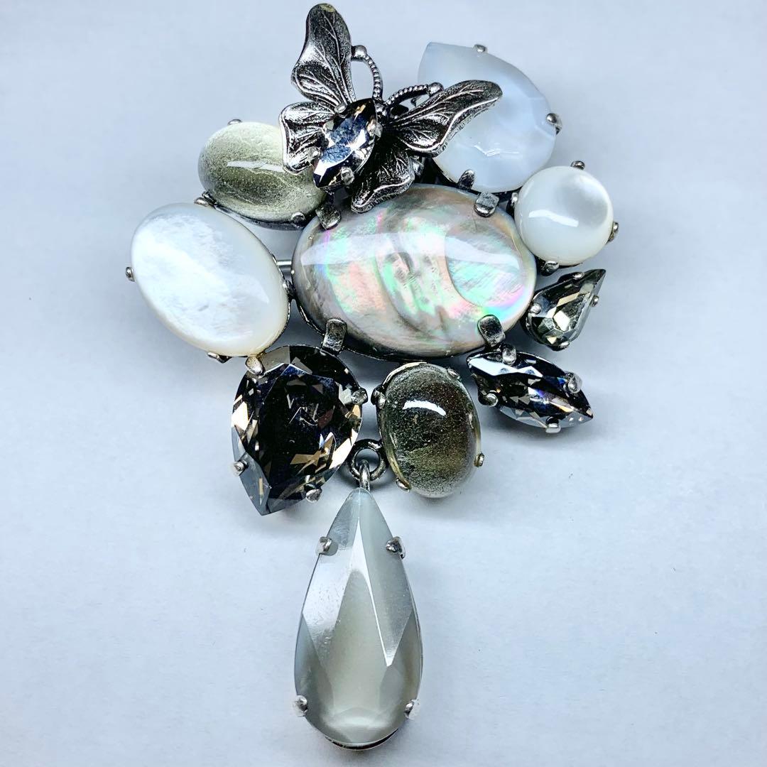 希少 フィリップフェランディス ブローチ ビジュー 蝶装飾 クリスタルストーン ブローチ 蝶 バタフライ 虫 ラインストーン パヴェ キラキラ おしゃれ