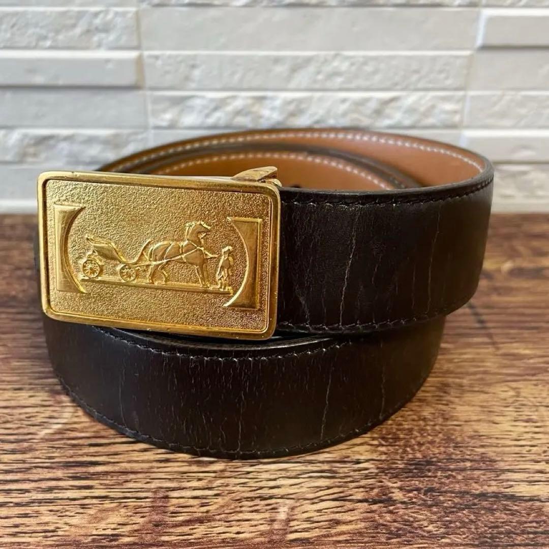 エルメス レザー 馬車金具 バックル ゴールド金具 ベルト ダークブラウン. 楽天市場】HERMES エルメス 馬バックル 馬 ホース クシュベル ゴールド