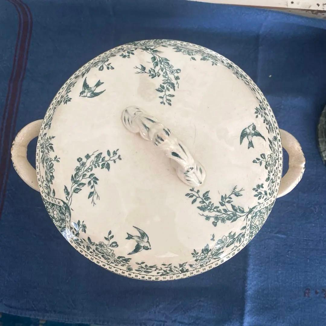 フランス アンティーク ボルドー窯 スーピエール ツバメ バード 鳥 アンティーク陶器の食器 コンポート・スーピエールをお探しなら
