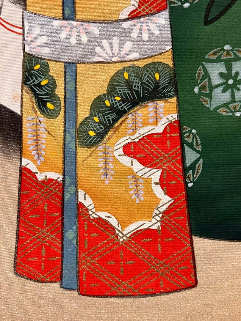 国井幸雪 直筆『立雛』 絹本 共箱 雛祭り ひな祭り 日本画 掛け軸 掛軸