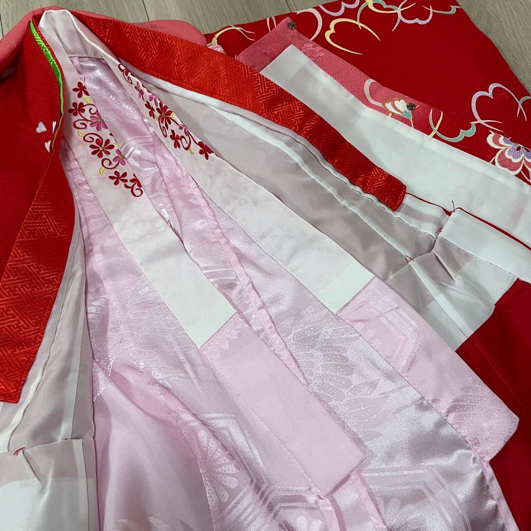 《七五三》3歳 正絹お着物セット 正絹被布 草履 バッグ 髪飾り付き