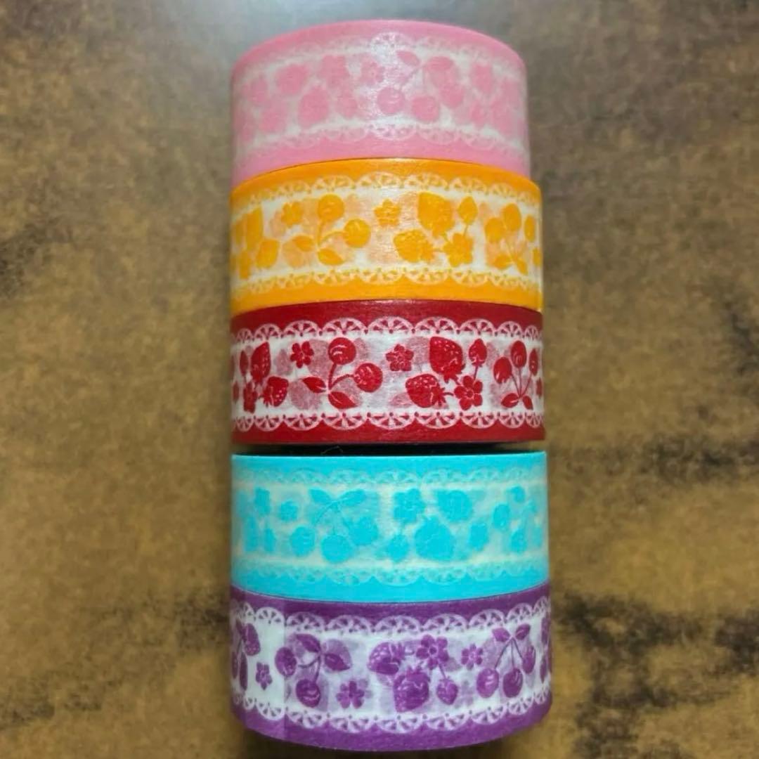 【レア】【廃盤】マスキングテープ　マークス　キッチンデコ　さくらんぼ　いちご 石山商店オリジナルマスキングテープ[さくらんぼ]