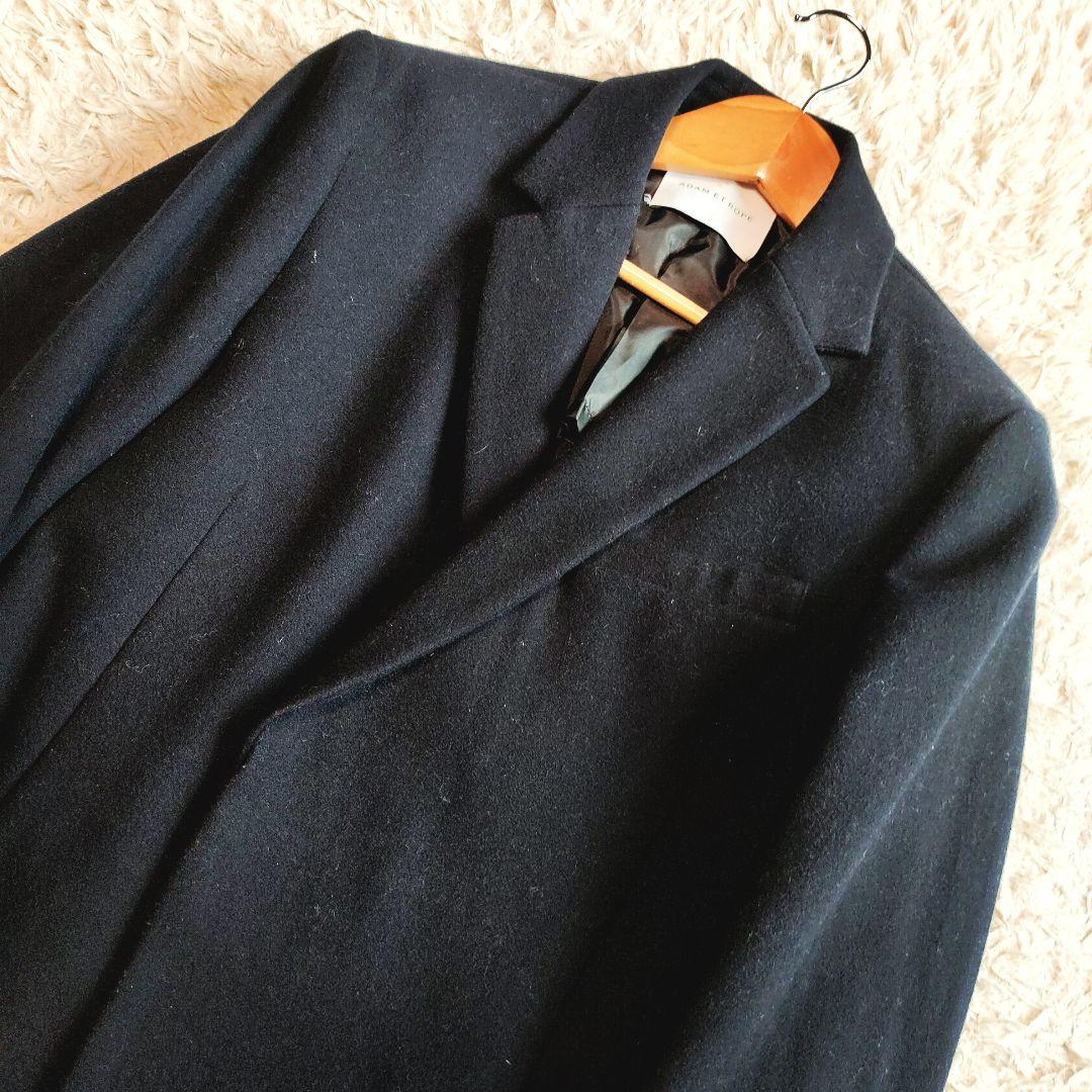 アダム エ ロペ チェスターコート ダブルブレスト ウール ネイビー