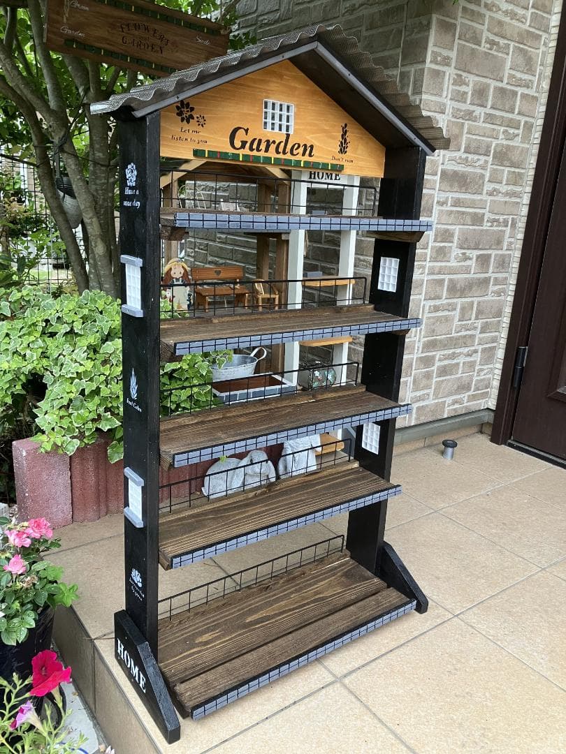 No202 sana 様専用商品 三角お屋根の簡単移動 棚5段 garden