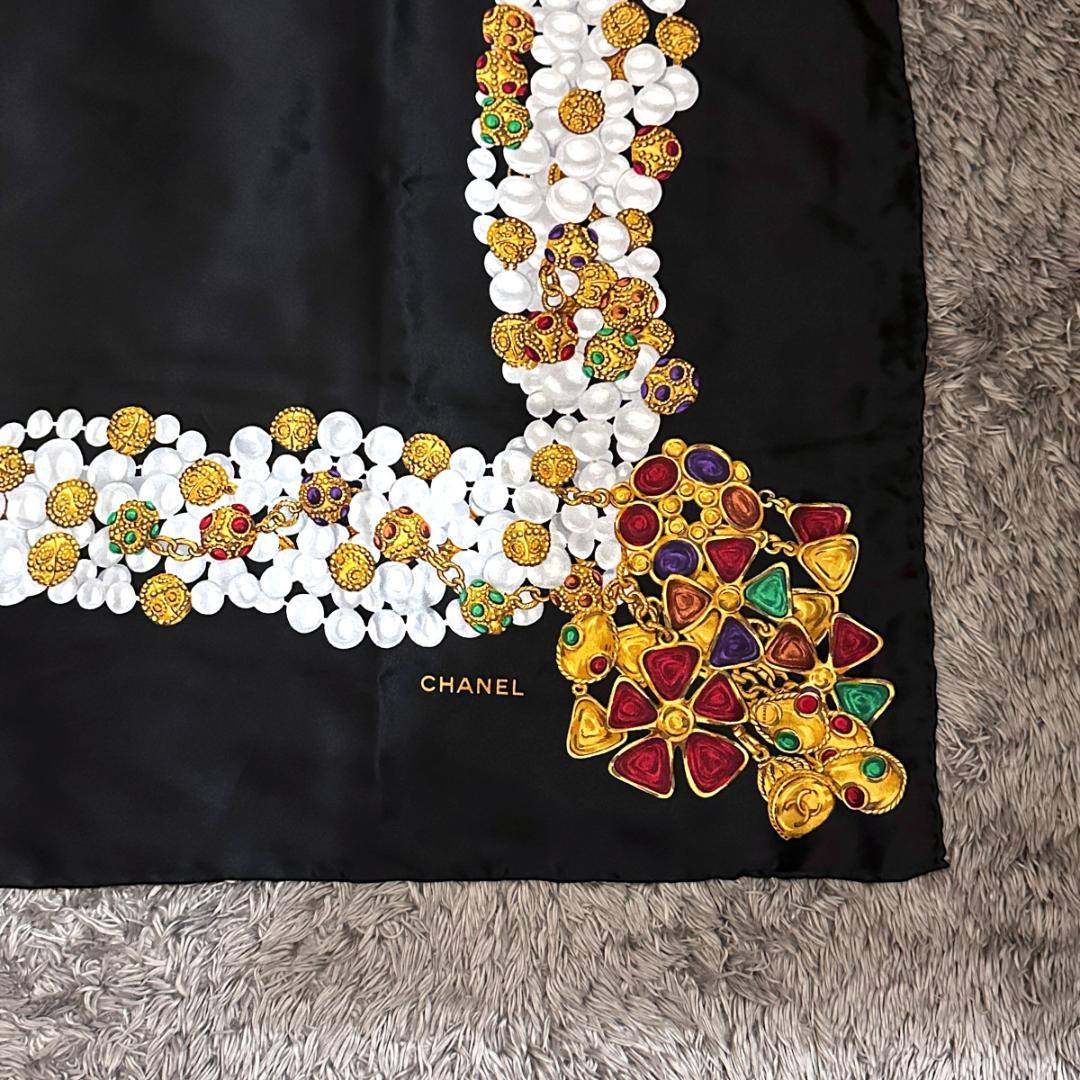 CHANEL スカーフ グリポア柄 黒 HR0281