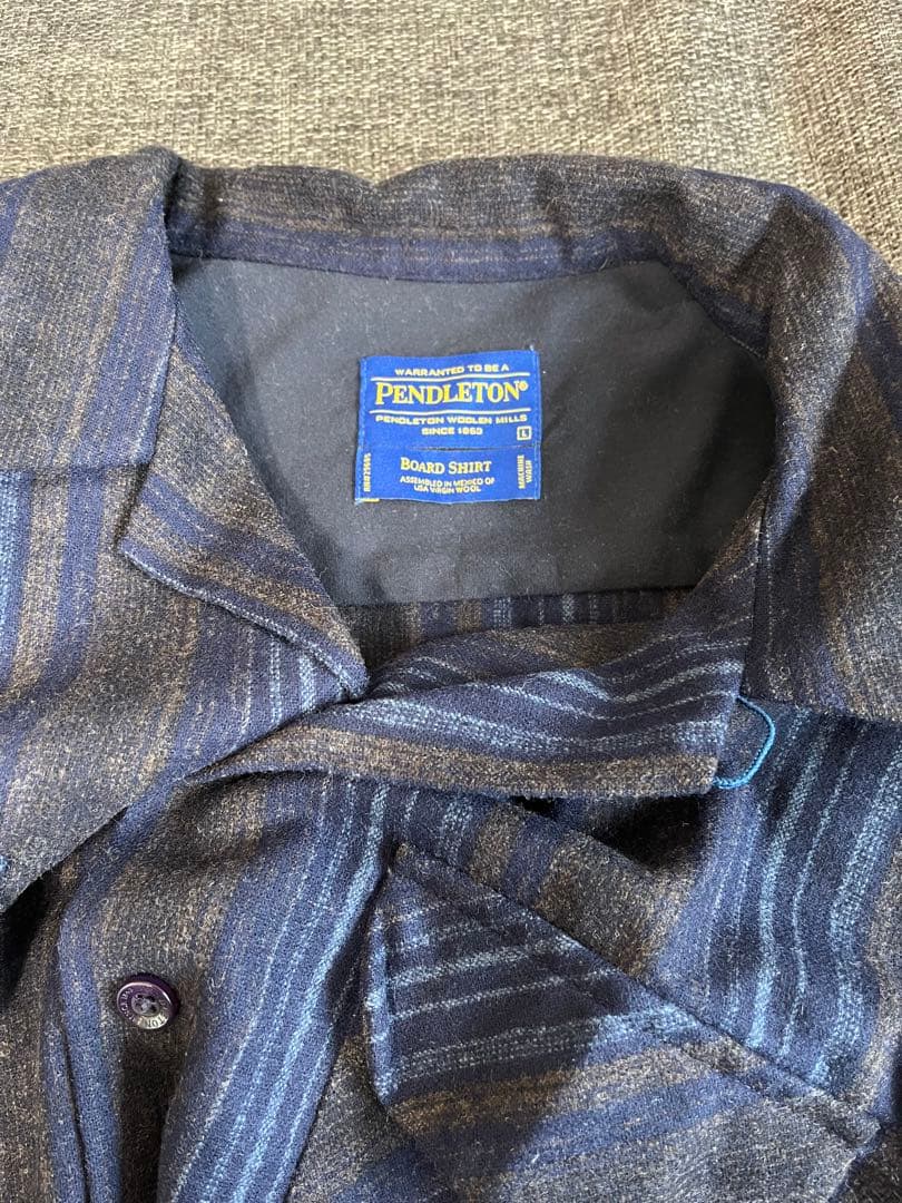 00's PENDLETON ボードシャツ ブルーマルチストライプ L