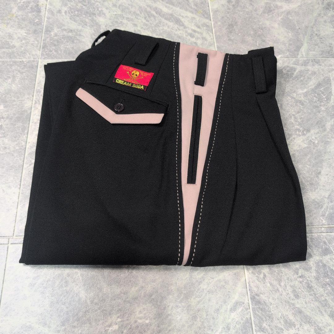 クリームソーダ 金タグ ワンタック ロカビリーピストルパンツ ピンク