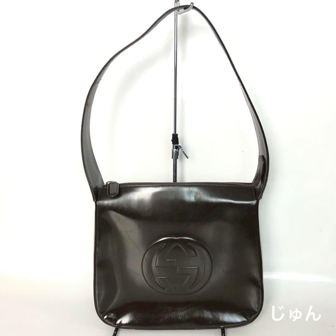 GUCCI グッチ エナメル ハンドバッグ ブラウン レディース ブランド