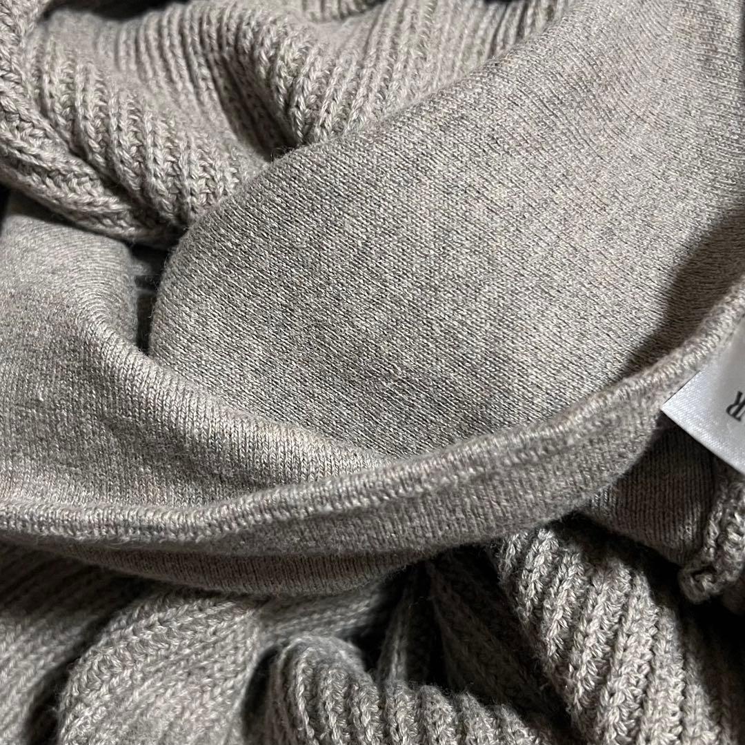 SATUR セター カシミヤ混 ロゴ ニットフーディー モカ XL パーカー