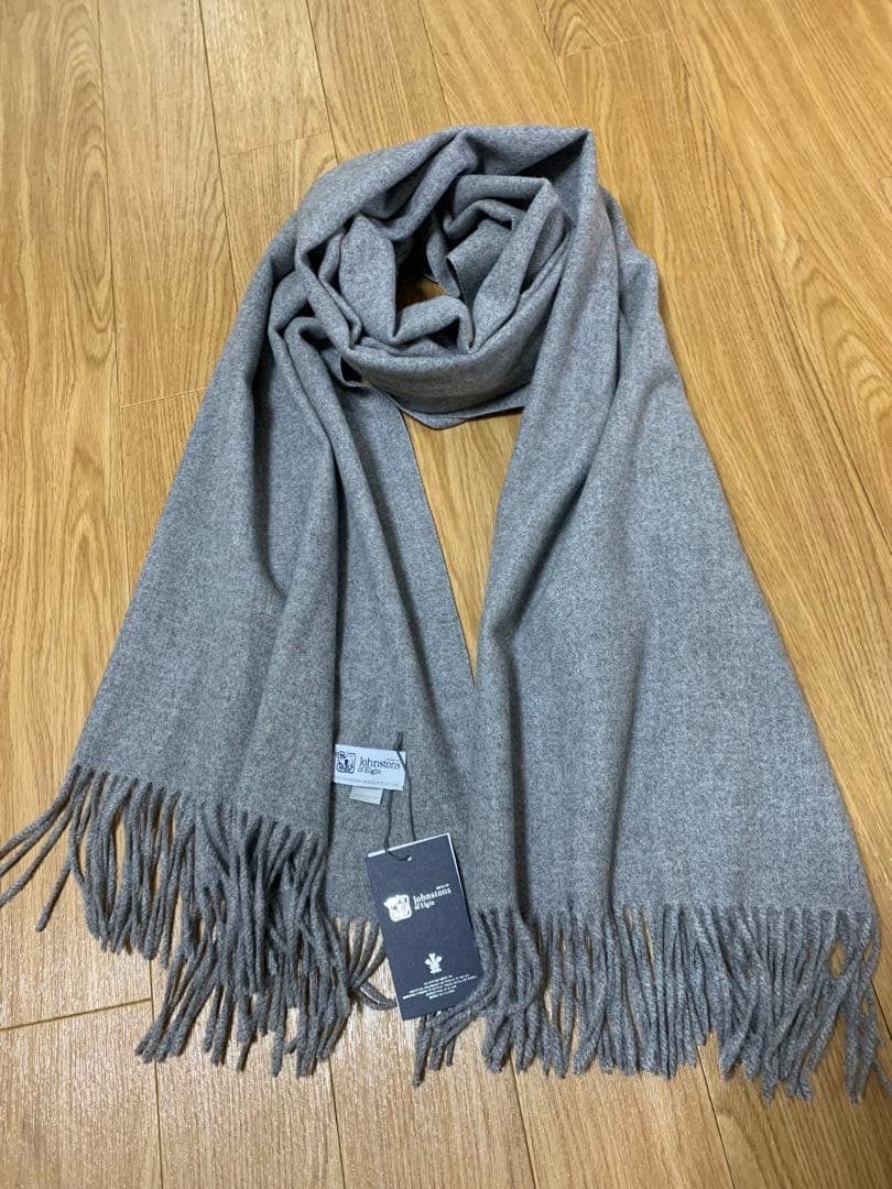 ジョンストンズ 大判カシミアストール マフラー グレー シンプル