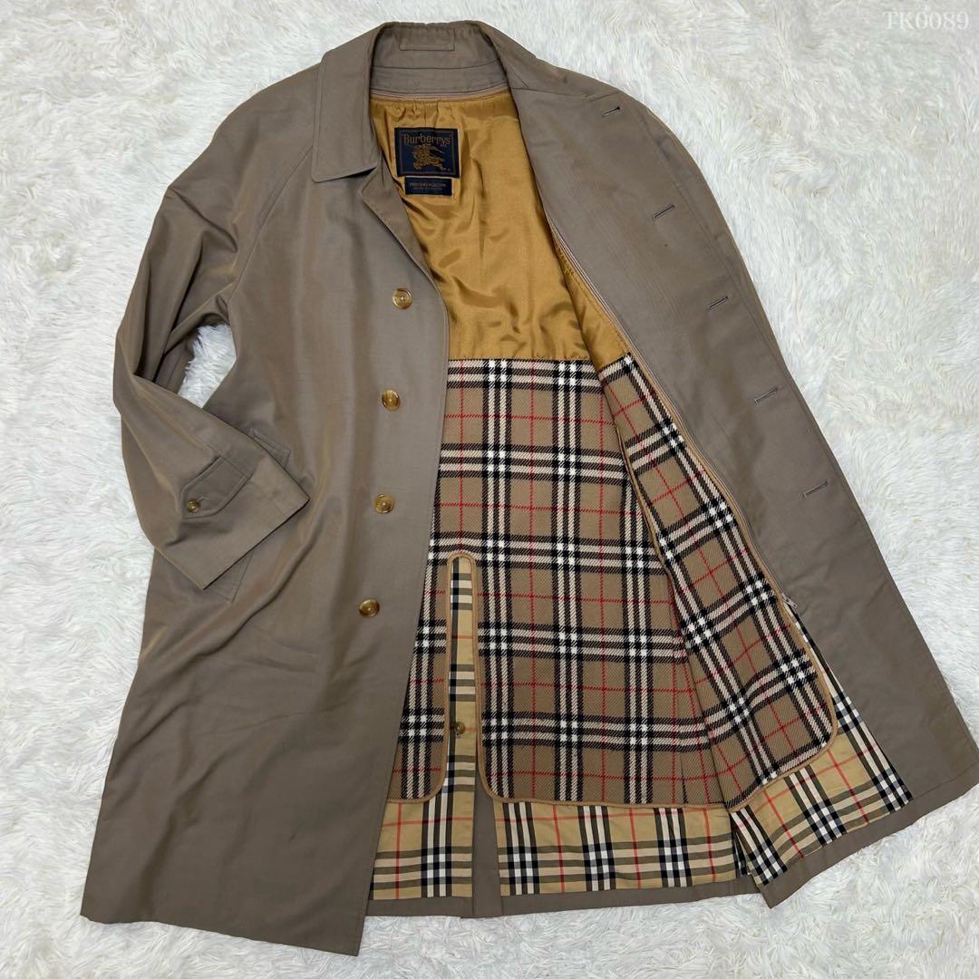 【極美品/L】バーバリーズ ステンカラーコート ウールライナー カシミヤ 玉虫色 80s 英国製 Burberrys PRORSUM バーバリー ウール×カシミヤ ステン