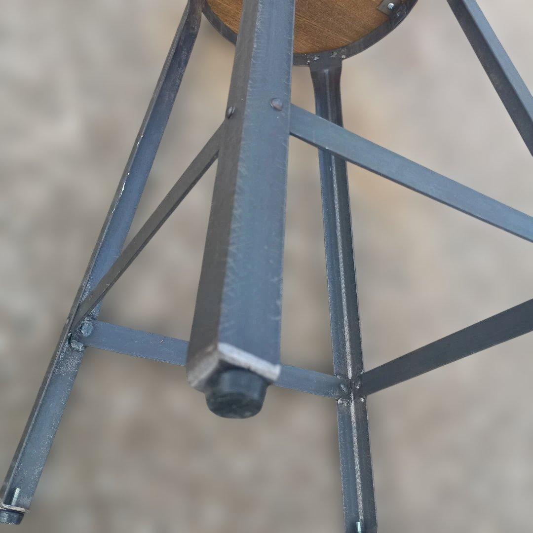 S*y様 5002)形木製座面のアイアンスツール ヴィンテージ インダストリア｜