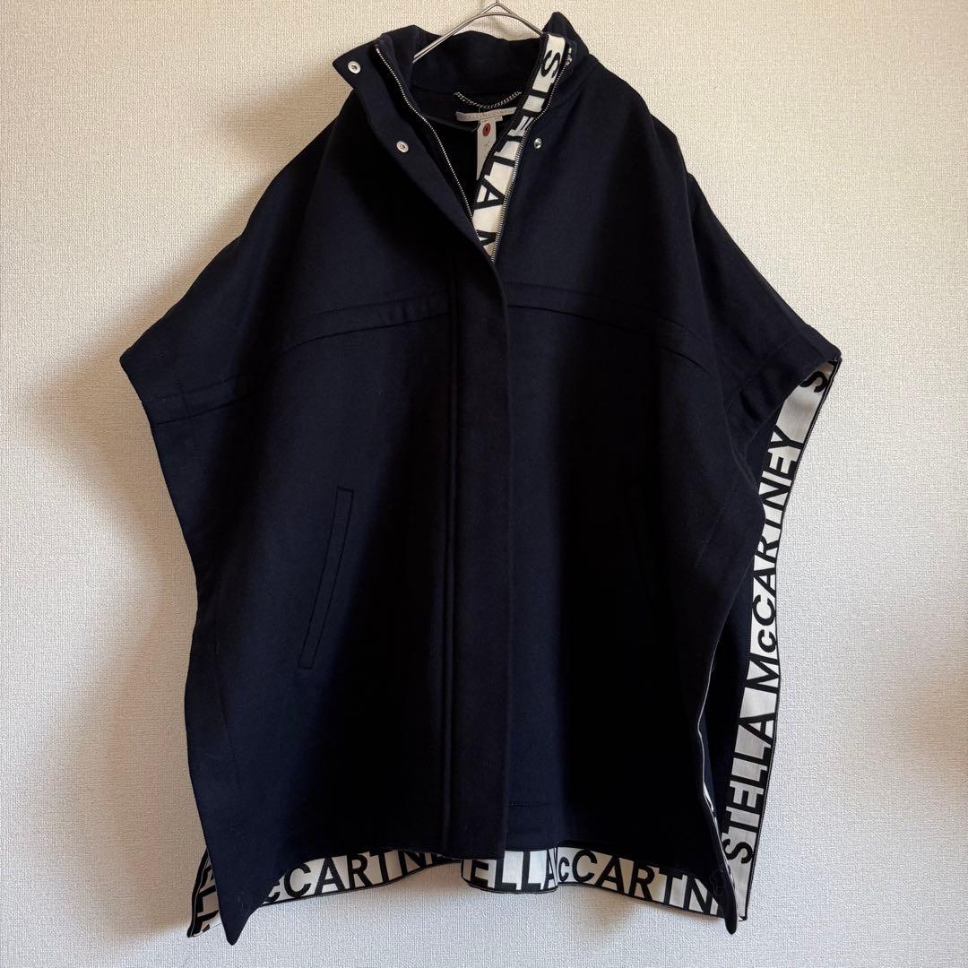 極美品☆ステラマッカートニー☆ロゴ入りポンチョ☆ウールお素材